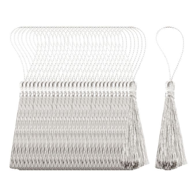 30Pack Of 10cm Handmade Silky Floss Tassels Cord Loop For Silver