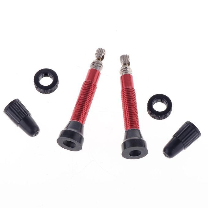 2x 52mm Copper Tubeless Style Presta Valve Stems With O-Ring Bike Red