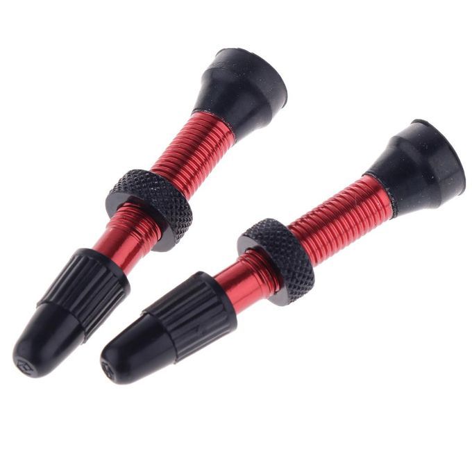 2x 52mm Copper Tubeless Style Presta Valve Stems With O-Ring Bike Red