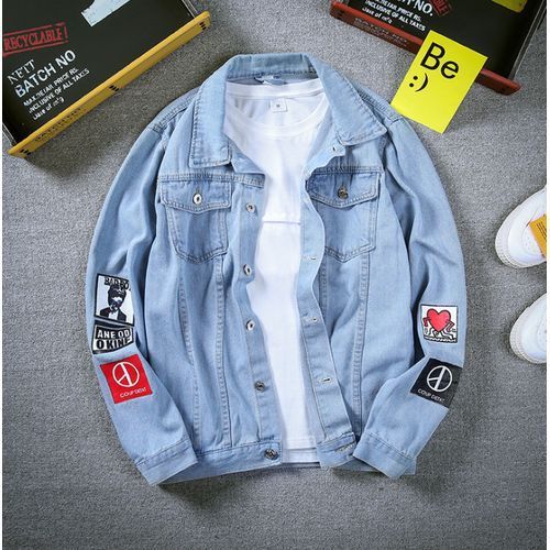 Solid Coat Casual Slim Mens Denim Jacket Bomber