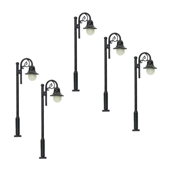 5x 1:87 HO Miniature Lawn Lights LEDs White Sand Table Decor Accs 65mm