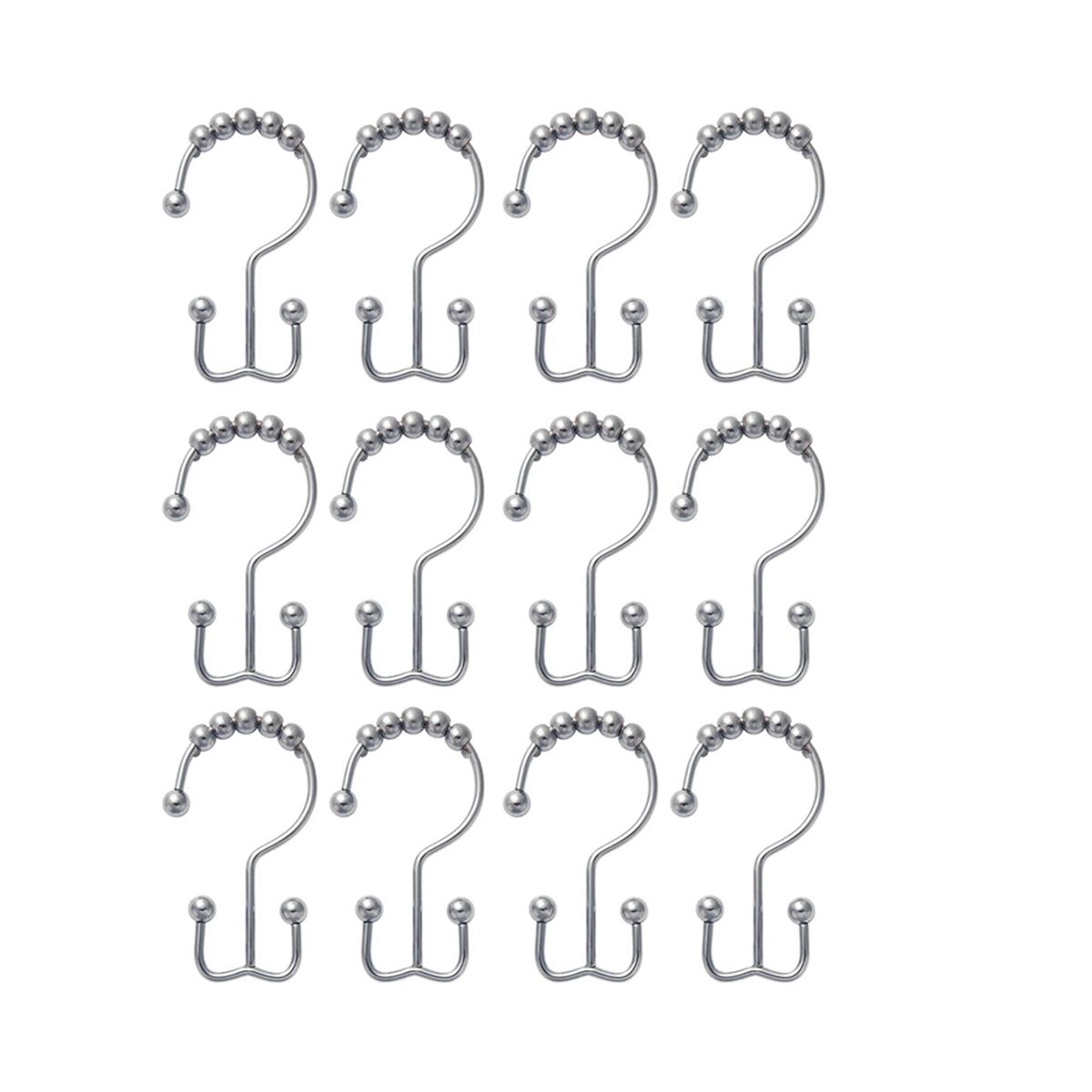 Shower Curtain Rings Hooks, Rust-Resistant Metal Double