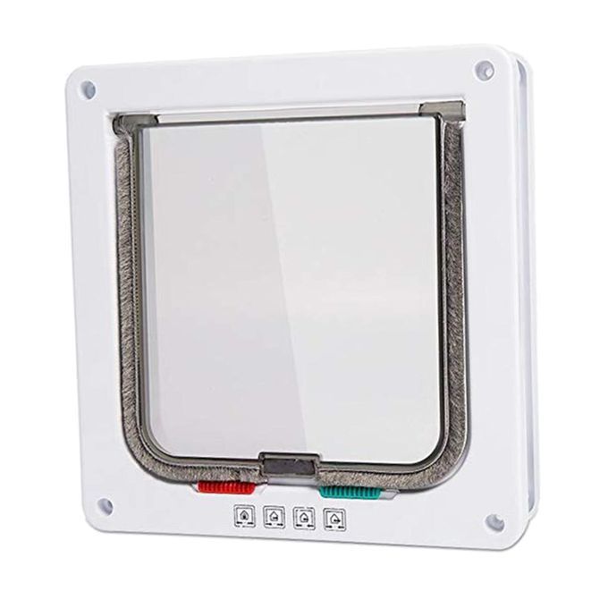 Pet Door Frame Lockable Dog And Kitten Cat Flap Door  White S