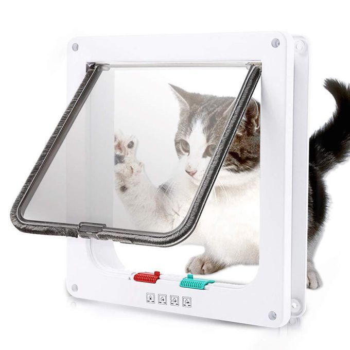 Pet Door Frame Lockable Dog And Kitten Cat Flap Door  White S