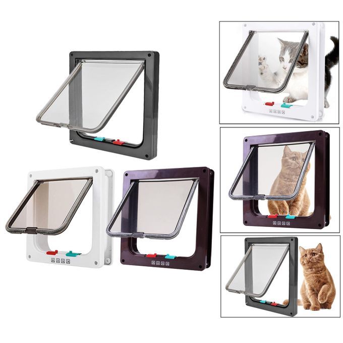 Pet Door Frame Lockable Dog And Kitten Cat Flap Door  White S