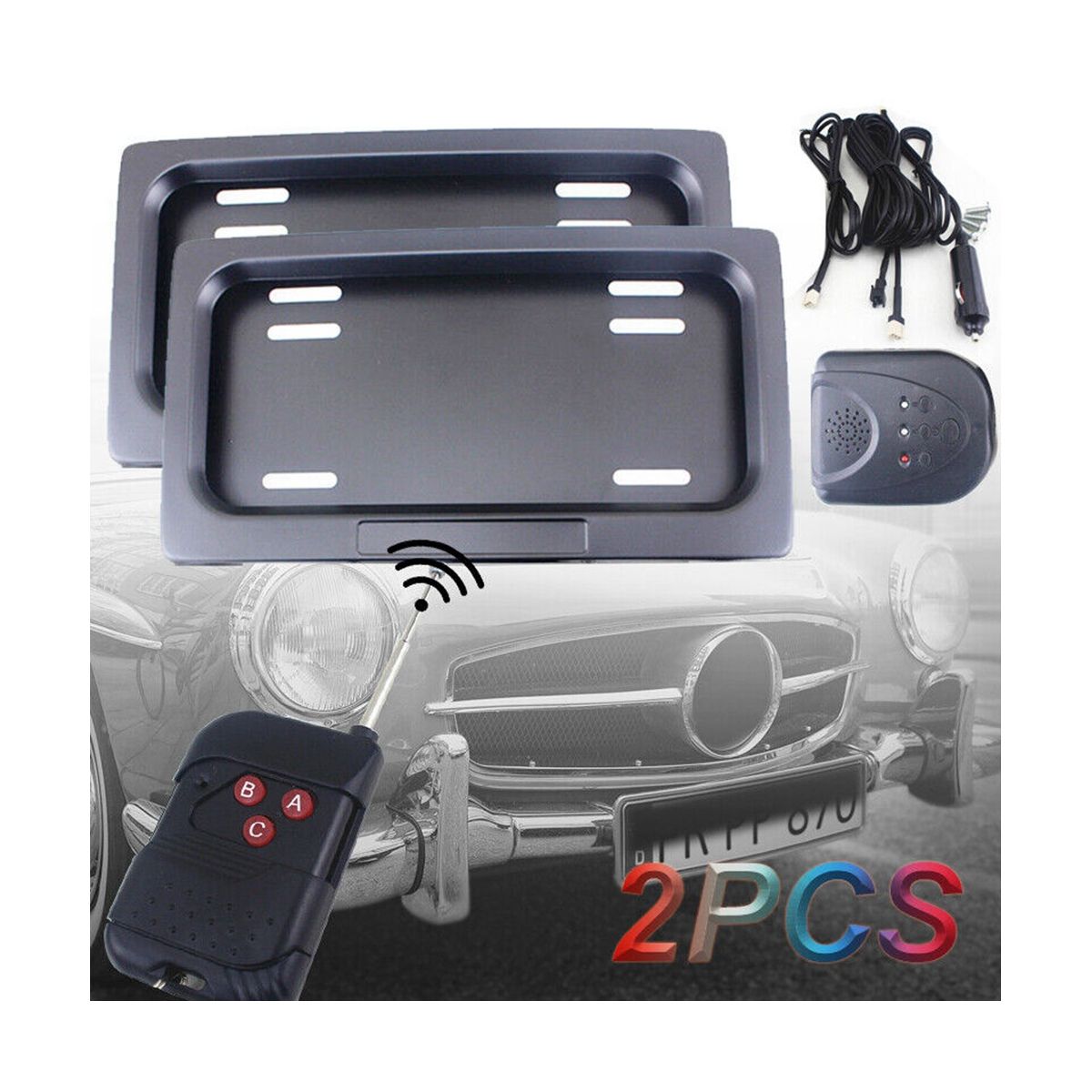 US License Plate Roller Shutter Cover Remote Hide Cover 2PCS