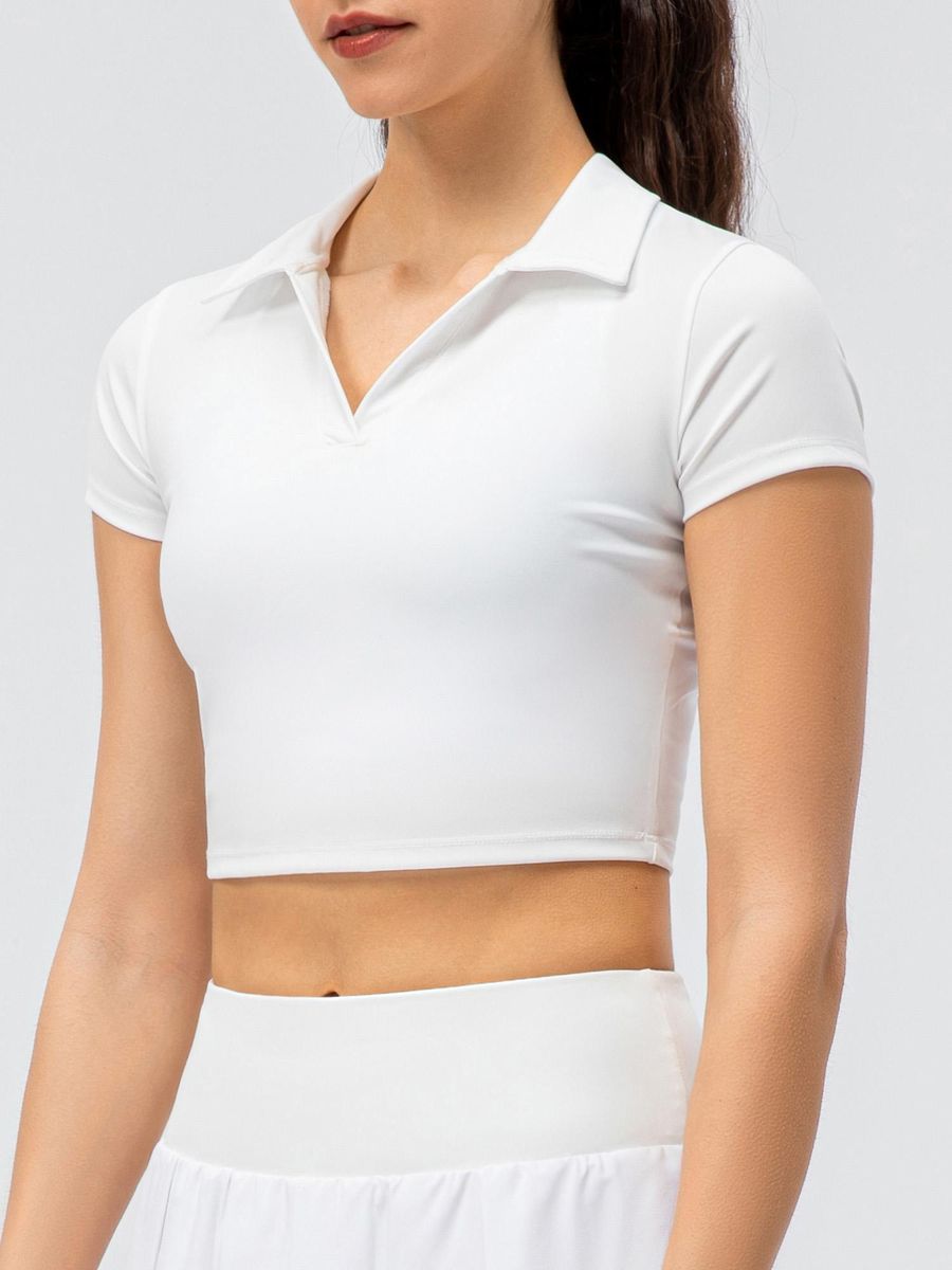 Women Sports T-shirt Crop Tops Short Sleeve Slim Shirts for Running Tennis Golf Workout
