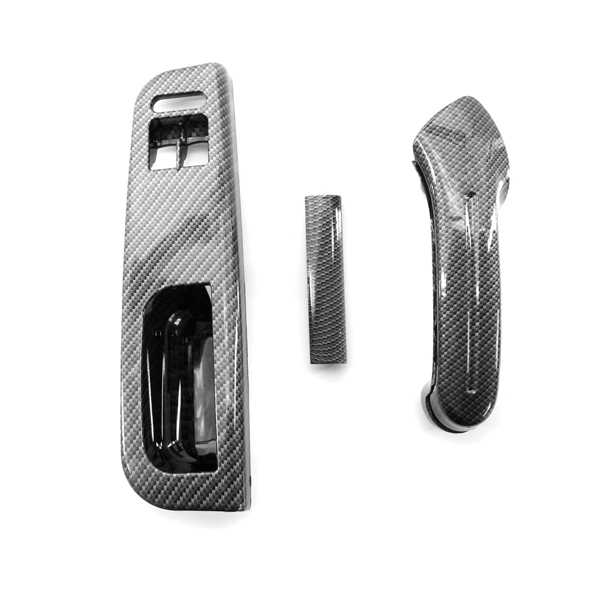 3PCS Interior Door Grab Handle Switch Bezel Set Carbon Fiber