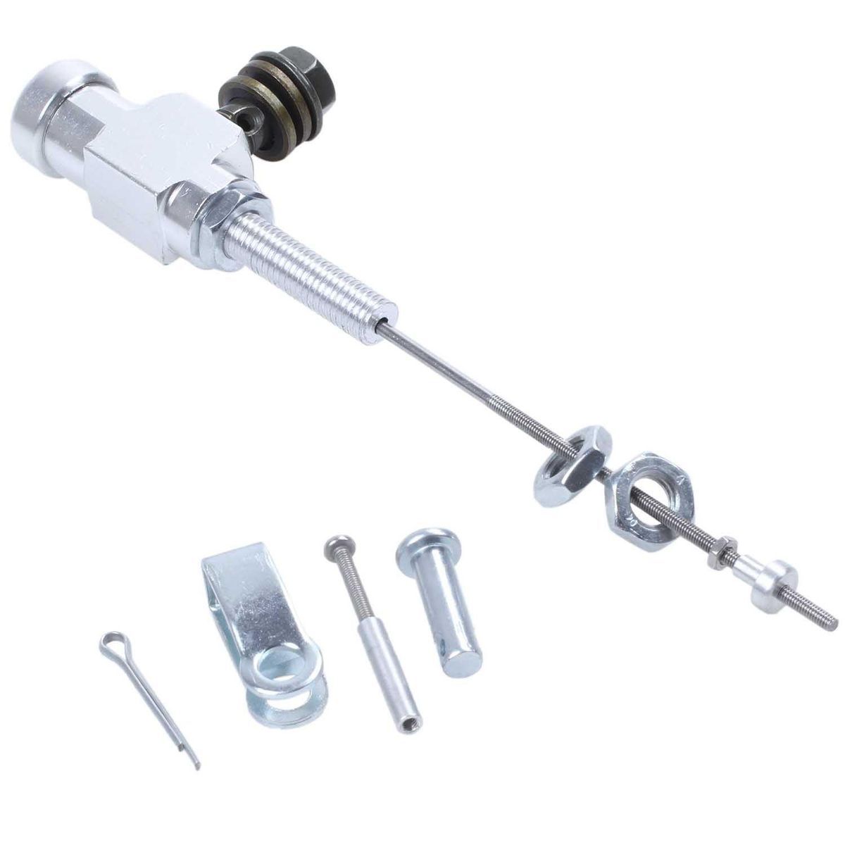 Motorcycle Hydraulic Clutch Master Cylinder Rod Brake Pump M10x1.25mm Aluminum silver
