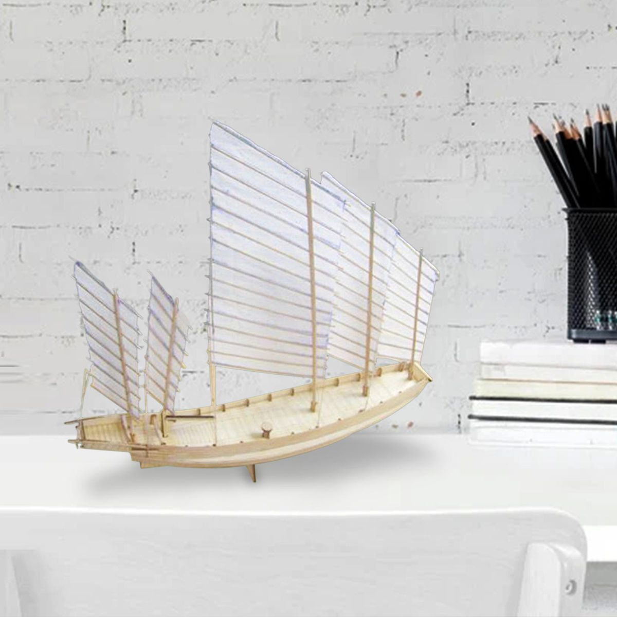 Sailboat Ship Kit Decoration Miniatures 1/80 Scale Sailing Model For