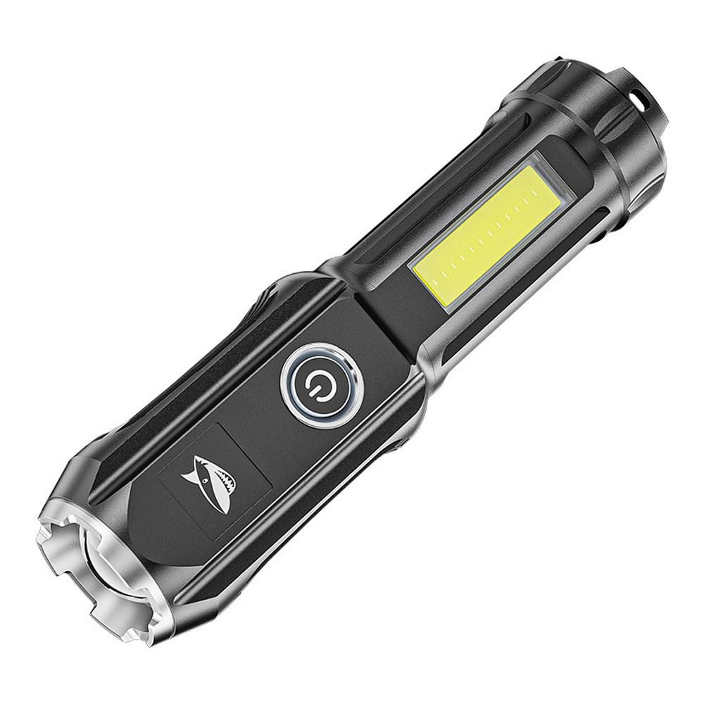 Dual Light Source Flashlight Portable High Brightness Light Outdoor Telescopic Focusing Adjustable Flashlight USB Rechargeable Night Camping Fishing Lamp