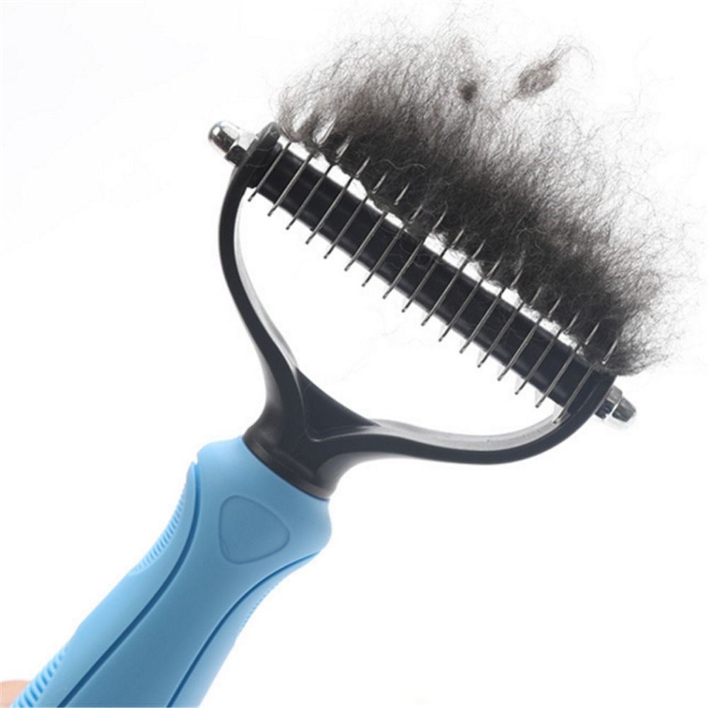 Stainless Steel Cutter Pet Grooming Combs For Cats Brush Comb Cat Hackle Pet Deshedding Brush CombS For Animal Dog Pet Hair Comb-BLUE