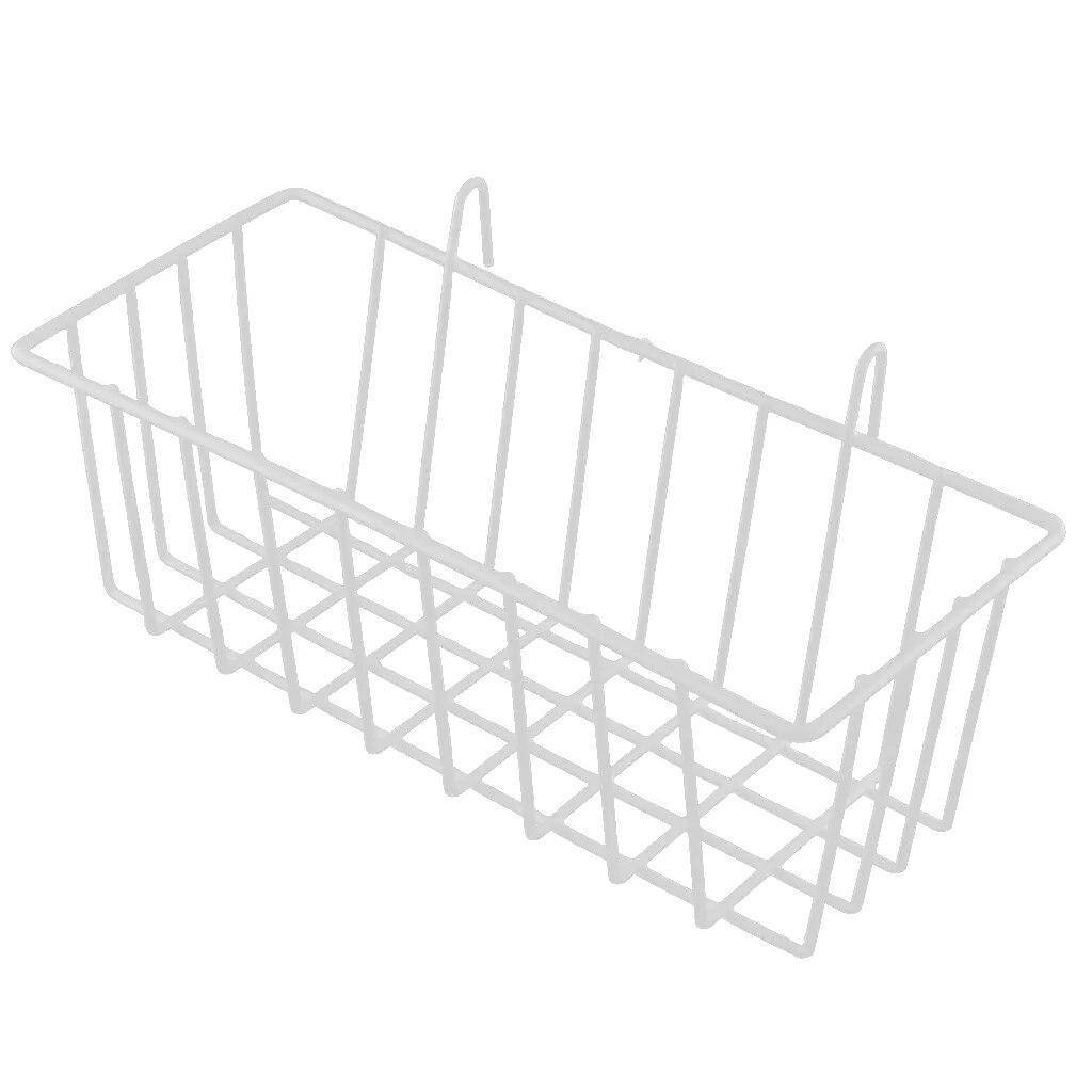 Nordic Style Grid Tall Storage Basket Metal Wire Hanging Basket for Kitchen Bathroom Home Storage/ Over The Cabinet with 2 Hooks