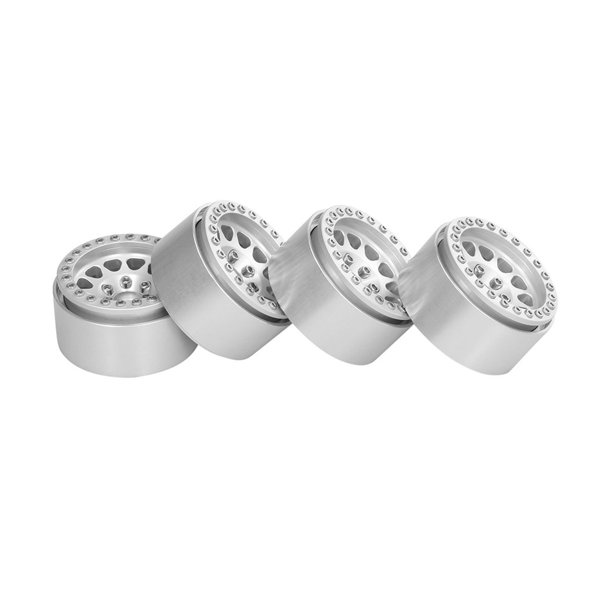 4 Pcs Toy Hub Model Round Shape Lock Catch Wheel Rim Model Silver
