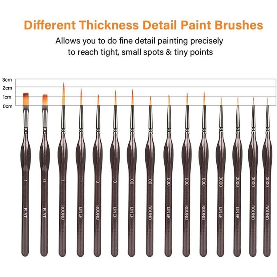 Detail Paint Brush Set15Pcs Miniature Painting Brushes KitProfessional Mini Fine Paint Brushes Set