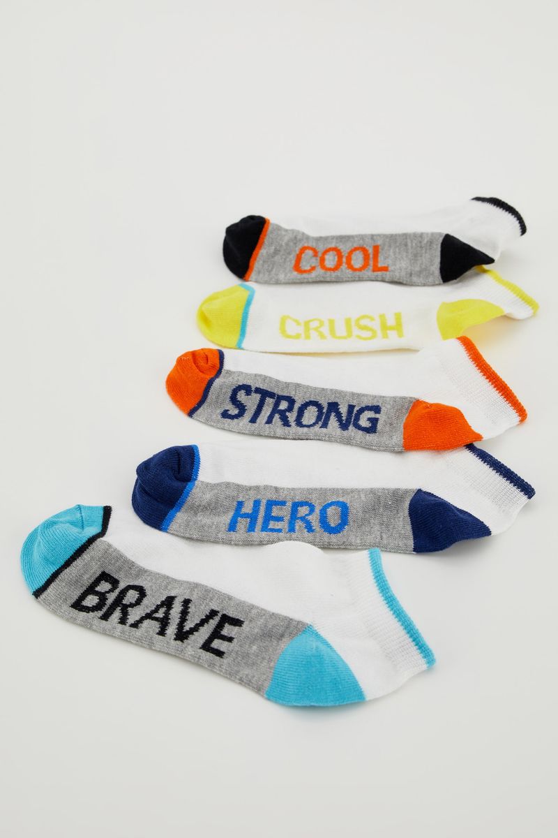 5 Piece Boy Low Cut Socks- White