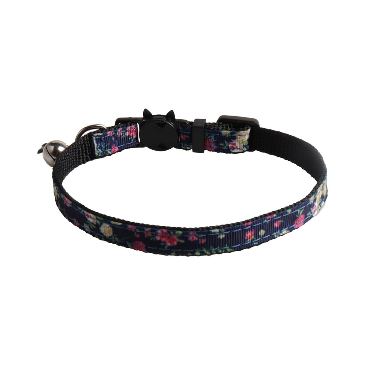 Pet Collar Floral Print Adjustable Skin-Dark Navy Blue