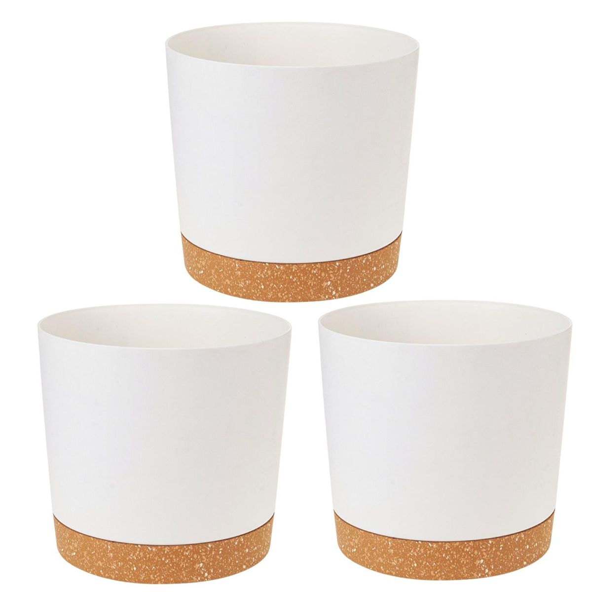 Garden Plant Pot 3-piece Set Round Indoor Plant Pots with for Balcony White