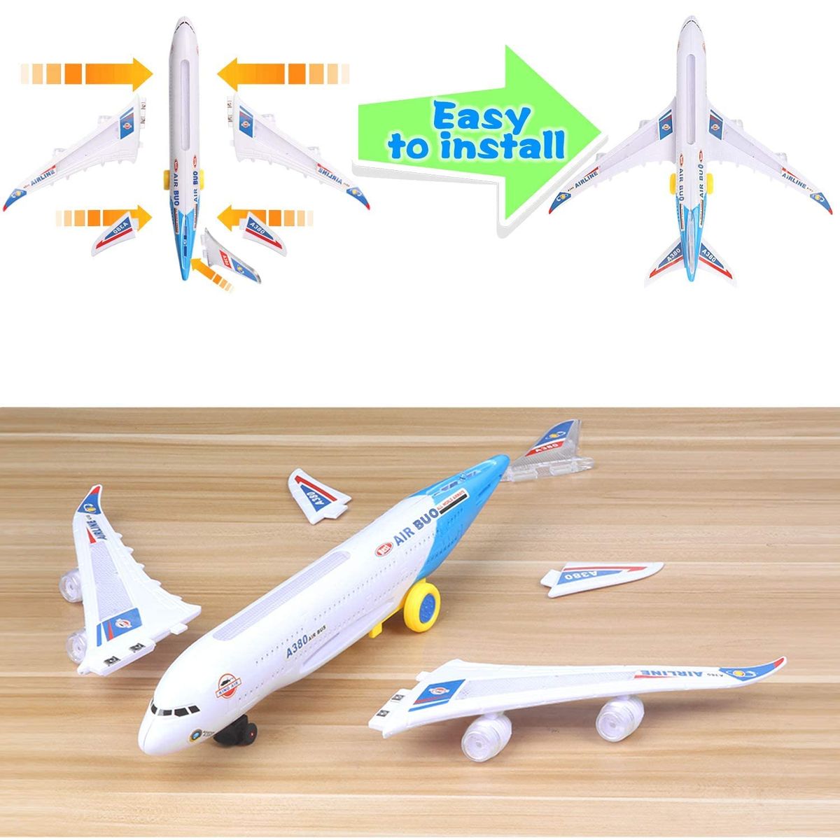Airbus A380 Airplane Toy With Bump And Go Action