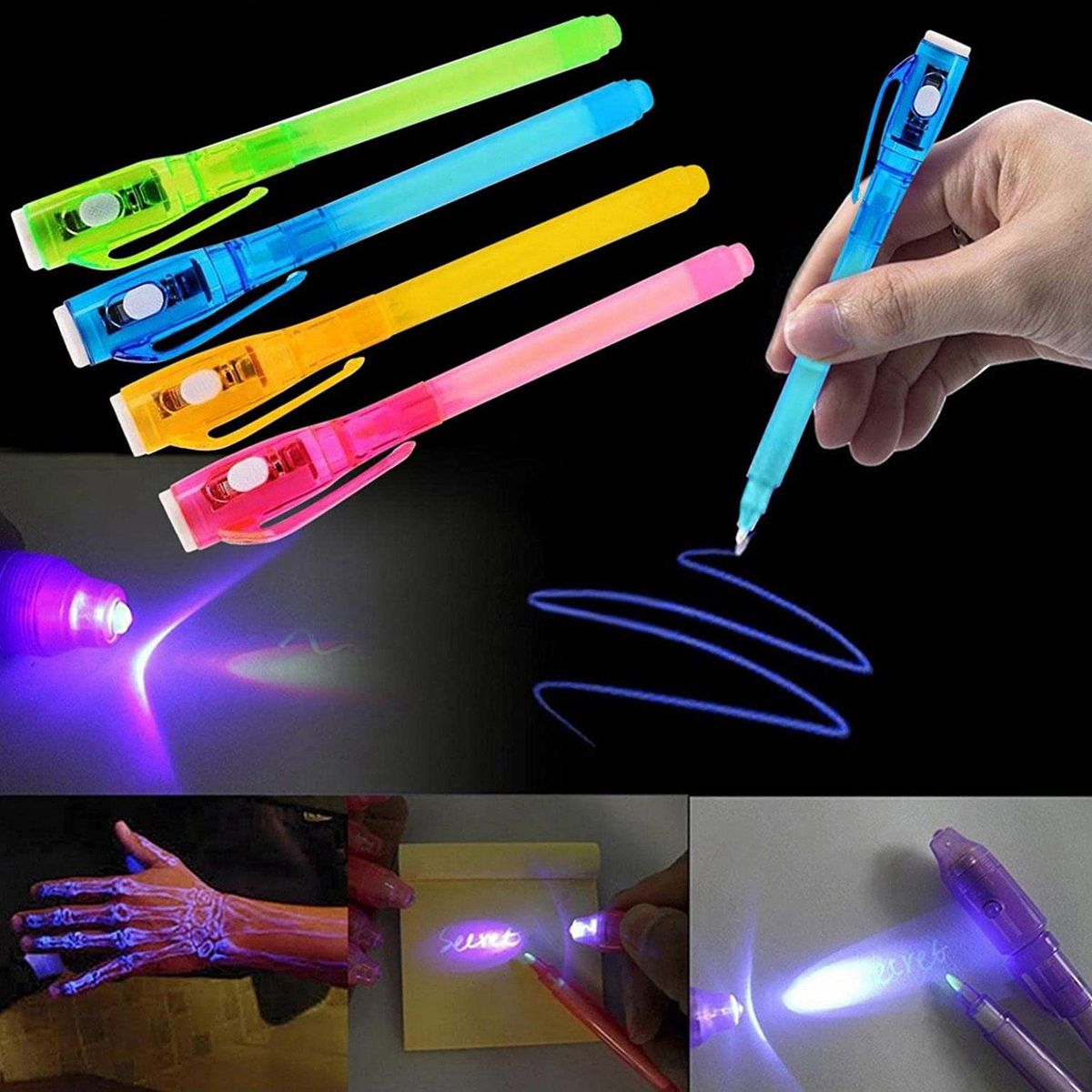 4PCS Invisible Ink Pen Fun Colorful Word Graffiti