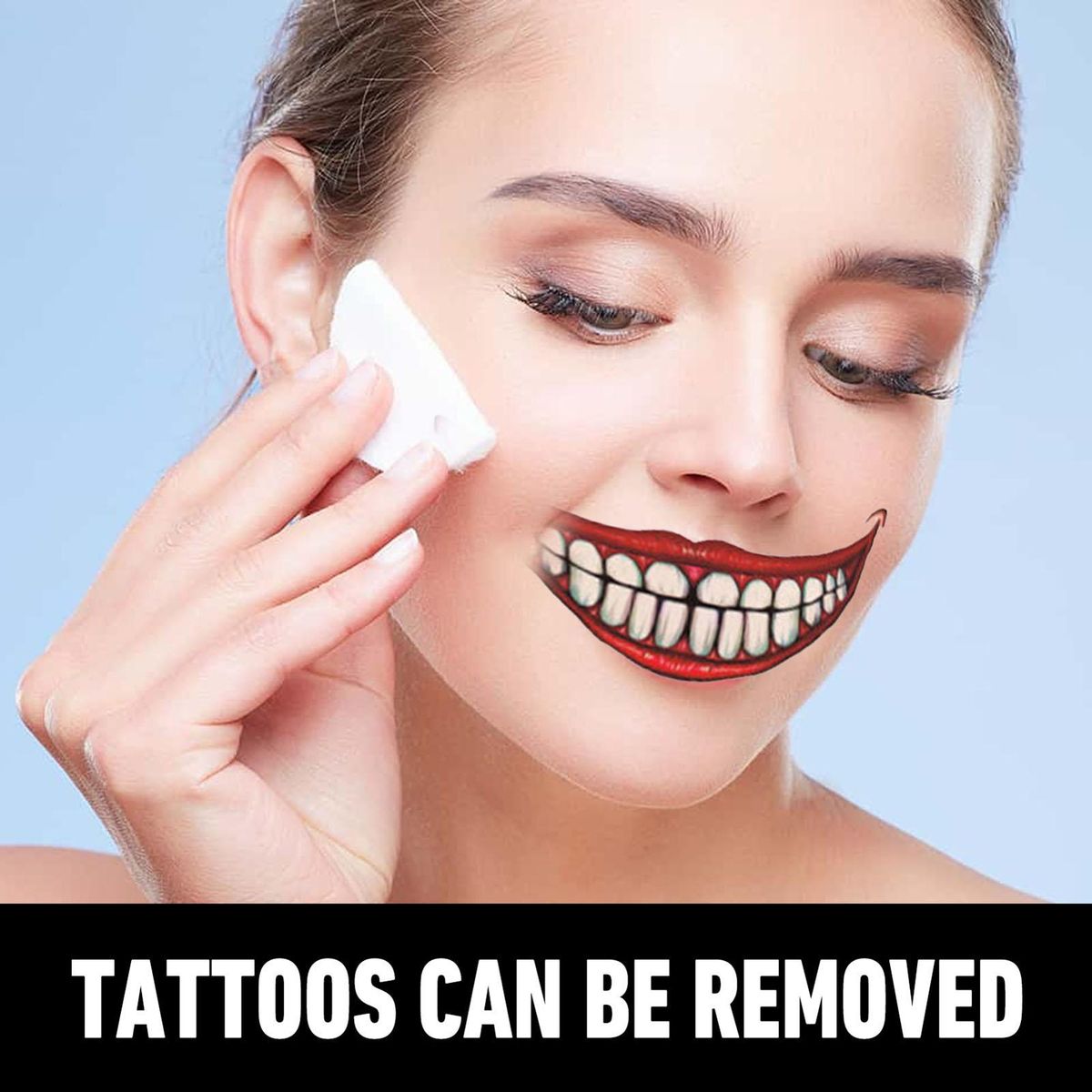 Jue-Fish 12pack Temporary Tattoo Sticker Scars Terror Halloween Flowers Pattern Eyes Face Stickers Makeup Stage