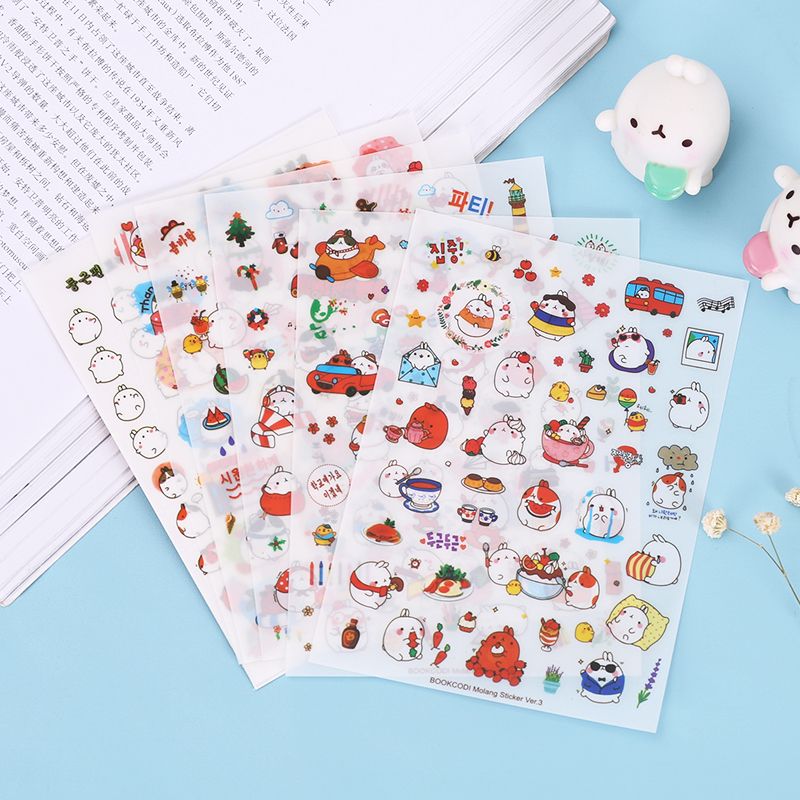 Cute Molang Rabbit Cartoon Animals Sticker Pvc Car