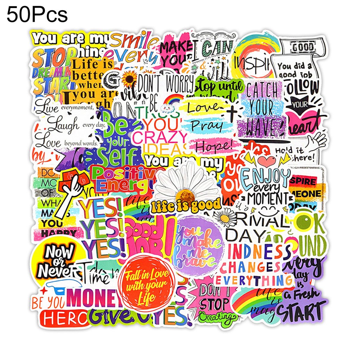 50Pcs Graffiti Stickers Reusable Luggage Stickers Mix Color