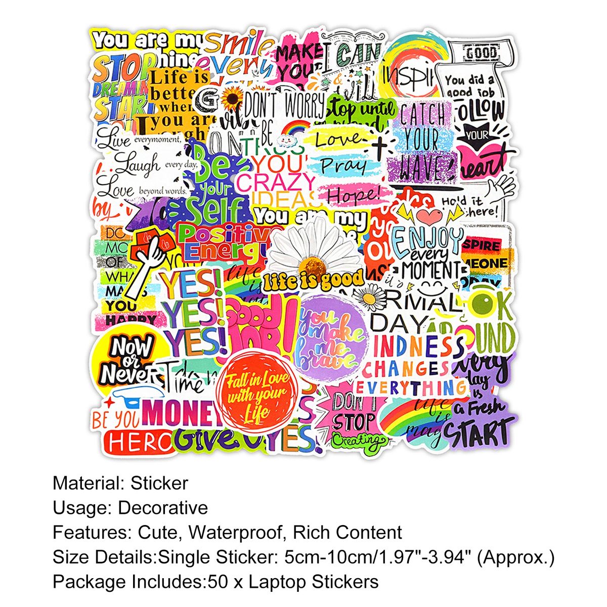 50Pcs Graffiti Stickers Reusable Luggage Stickers Mix Color
