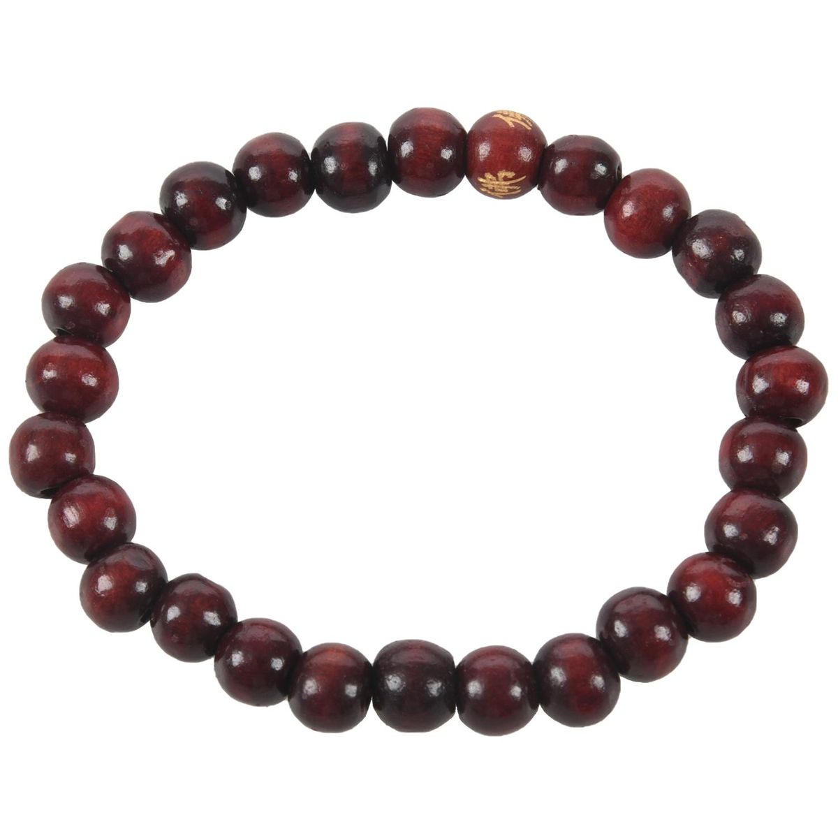 Buddhist Brown Wood Round Beads Elastic String Wrist Bracele