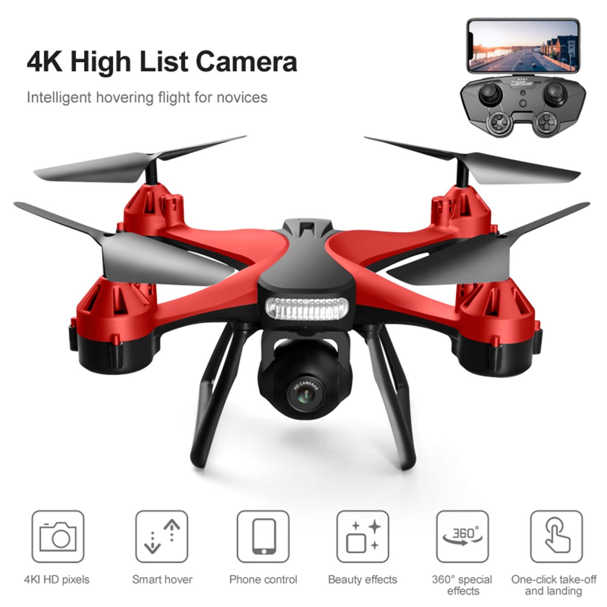 Remote Control  With Camera 4K Remote Control Quadcop-ter