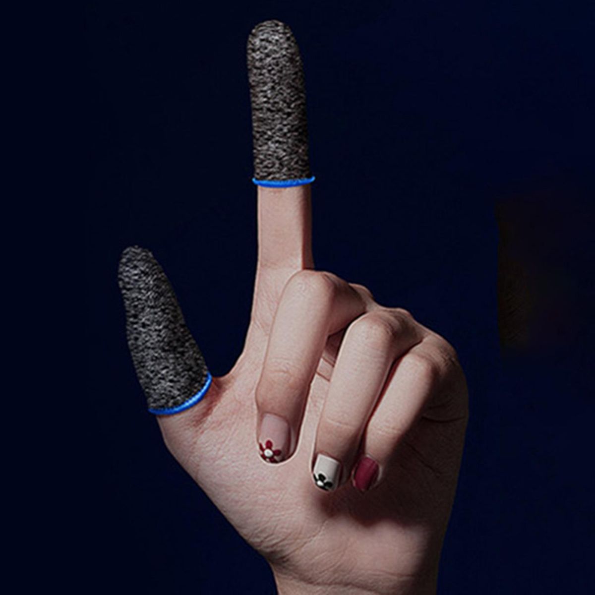 1 Pair Gaming Finger Sleeve Seamless Touch Screen Thumb Sleeve Blue