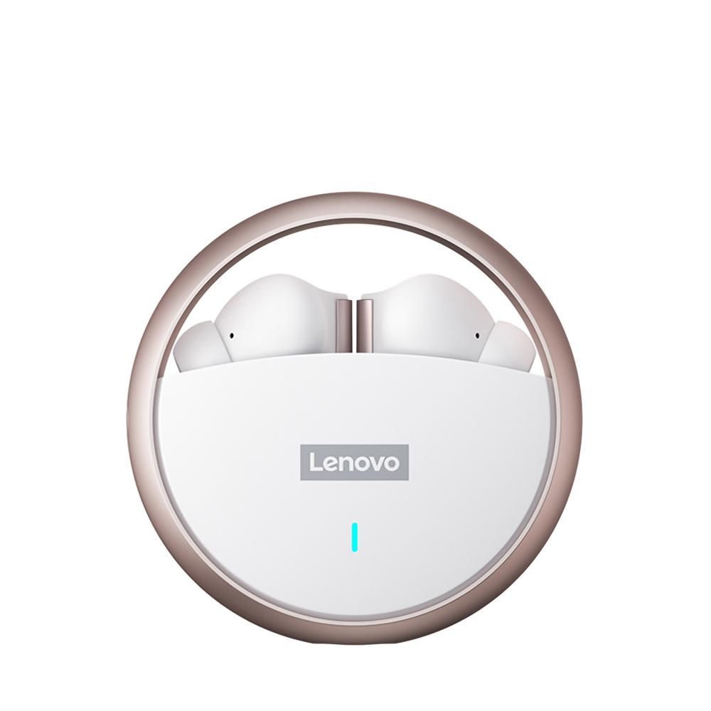 Lenovo LP60 Wireless BT Headphones In-ear Sports Earbuds Rotating Design HiFi Sound Quality Low Latency Wide Compatibility White