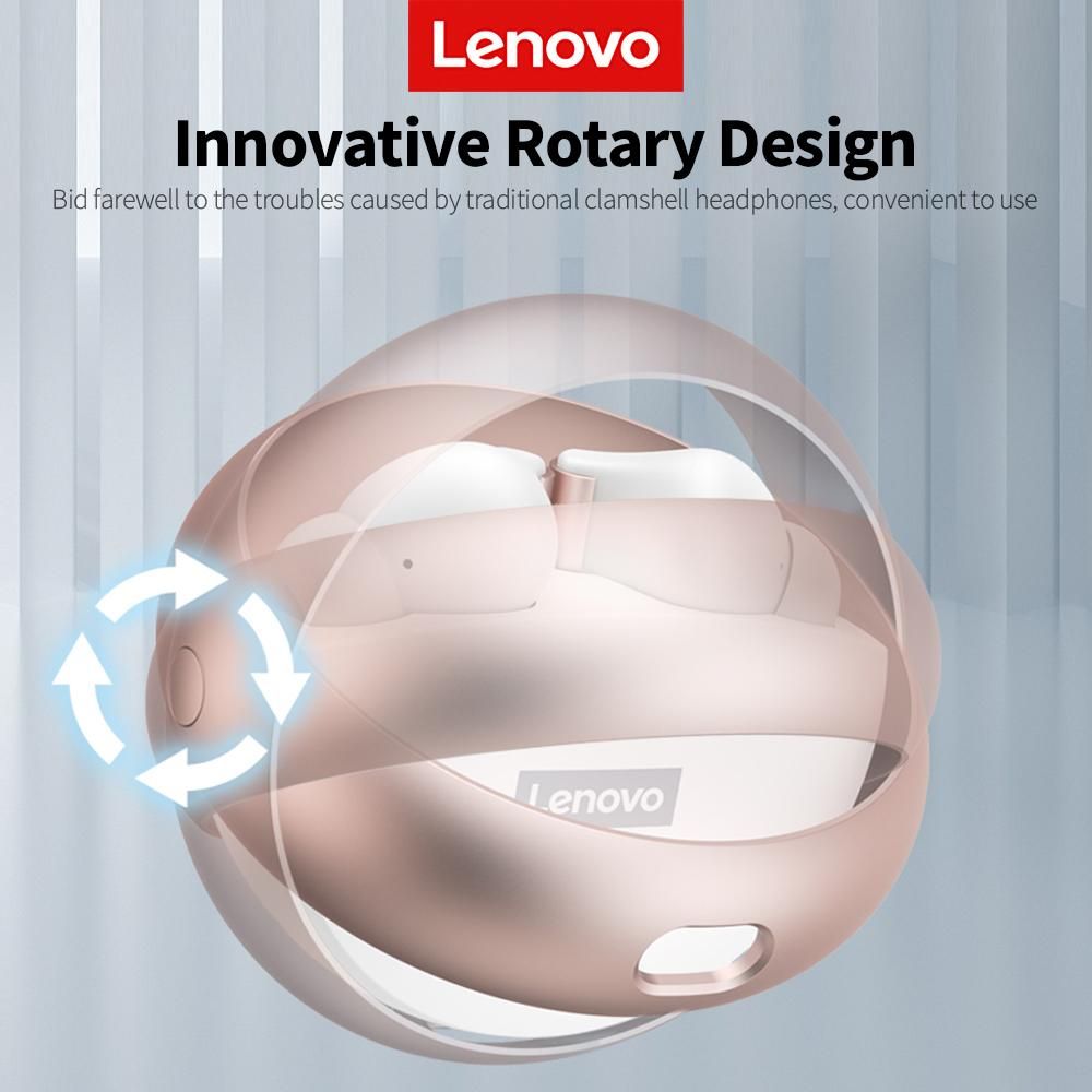Lenovo LP60 Wireless BT Headphones In-ear Sports Earbuds Rotating Design HiFi Sound Quality Low Latency Wide Compatibility White