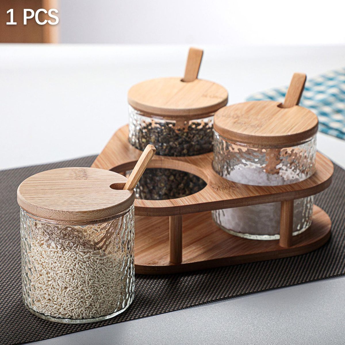 Glass Spice Jar 280ml Spice Bottle, Salt Seasoning Organizer For Sugar