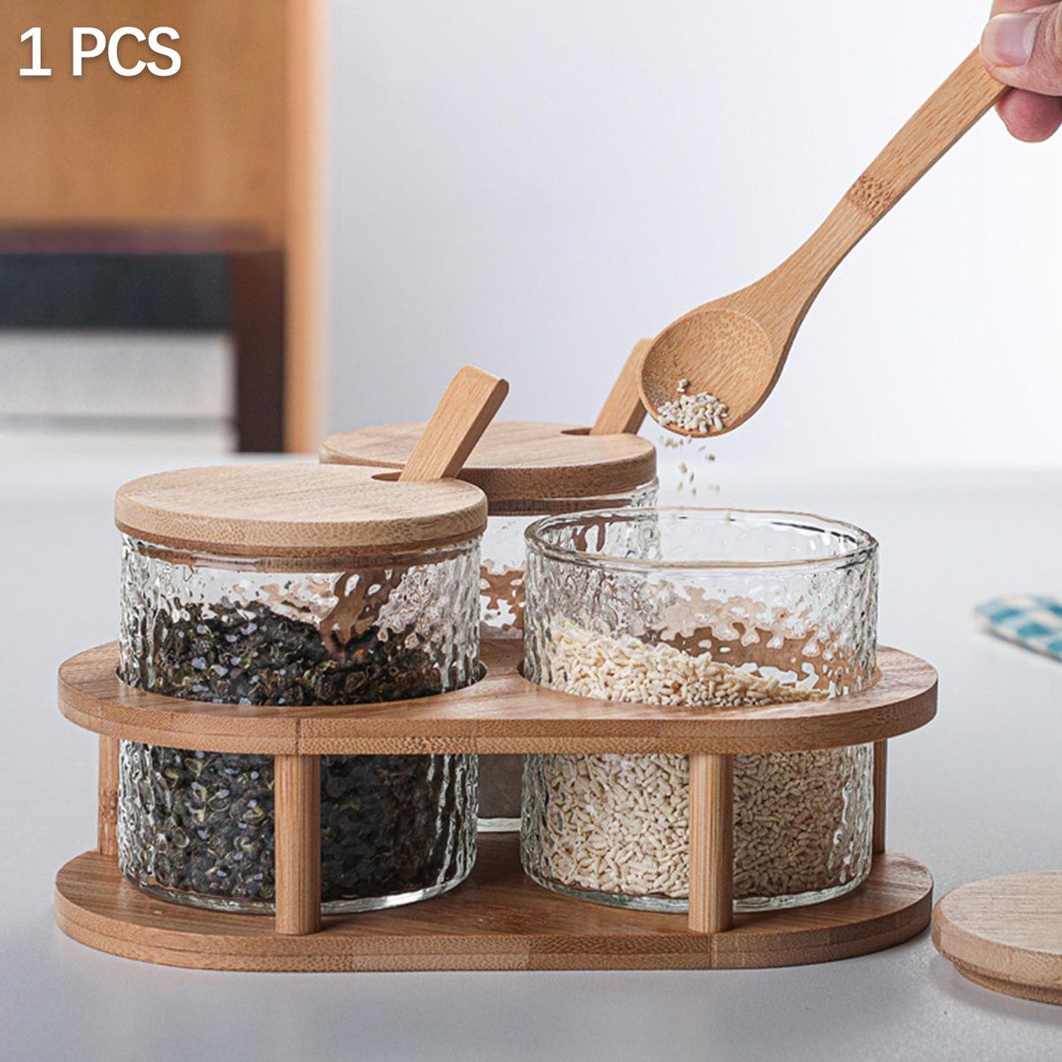 Glass Spice Jar 280ml Spice Bottle, Salt Seasoning Organizer For Sugar