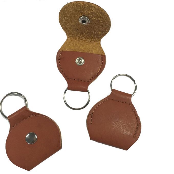 2x Leather Guitar Bass Picks Storage Bags Plectrums Holder Keyring
