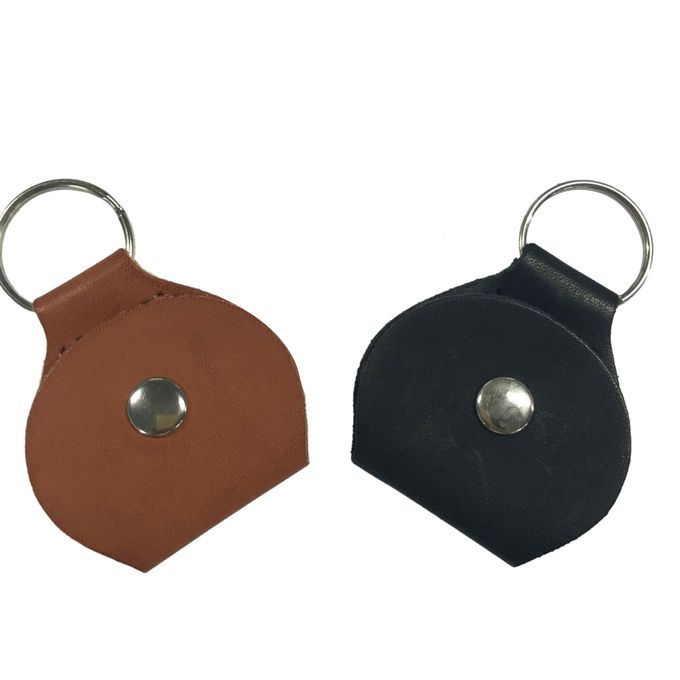 2x Leather Guitar Bass Picks Storage Bags Plectrums Holder Keyring