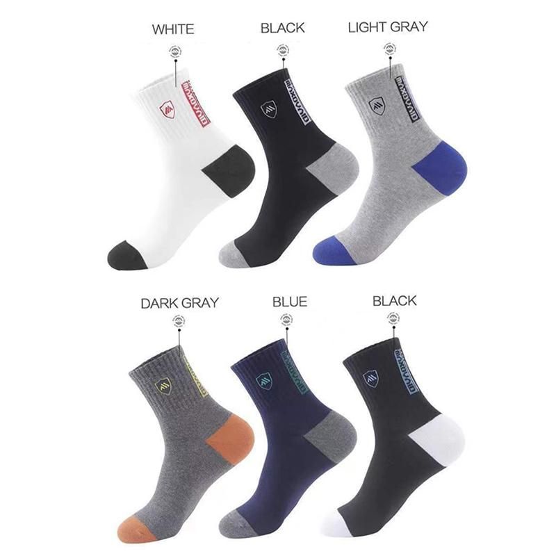 5 pairs cotton socks for men high quality breathable casual sports cycling solid color black 2023 fashion male middle tube sock