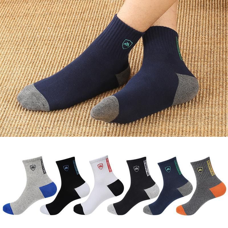 5 pairs cotton socks for men high quality breathable casual sports cycling solid color black 2023 fashion male middle tube sock