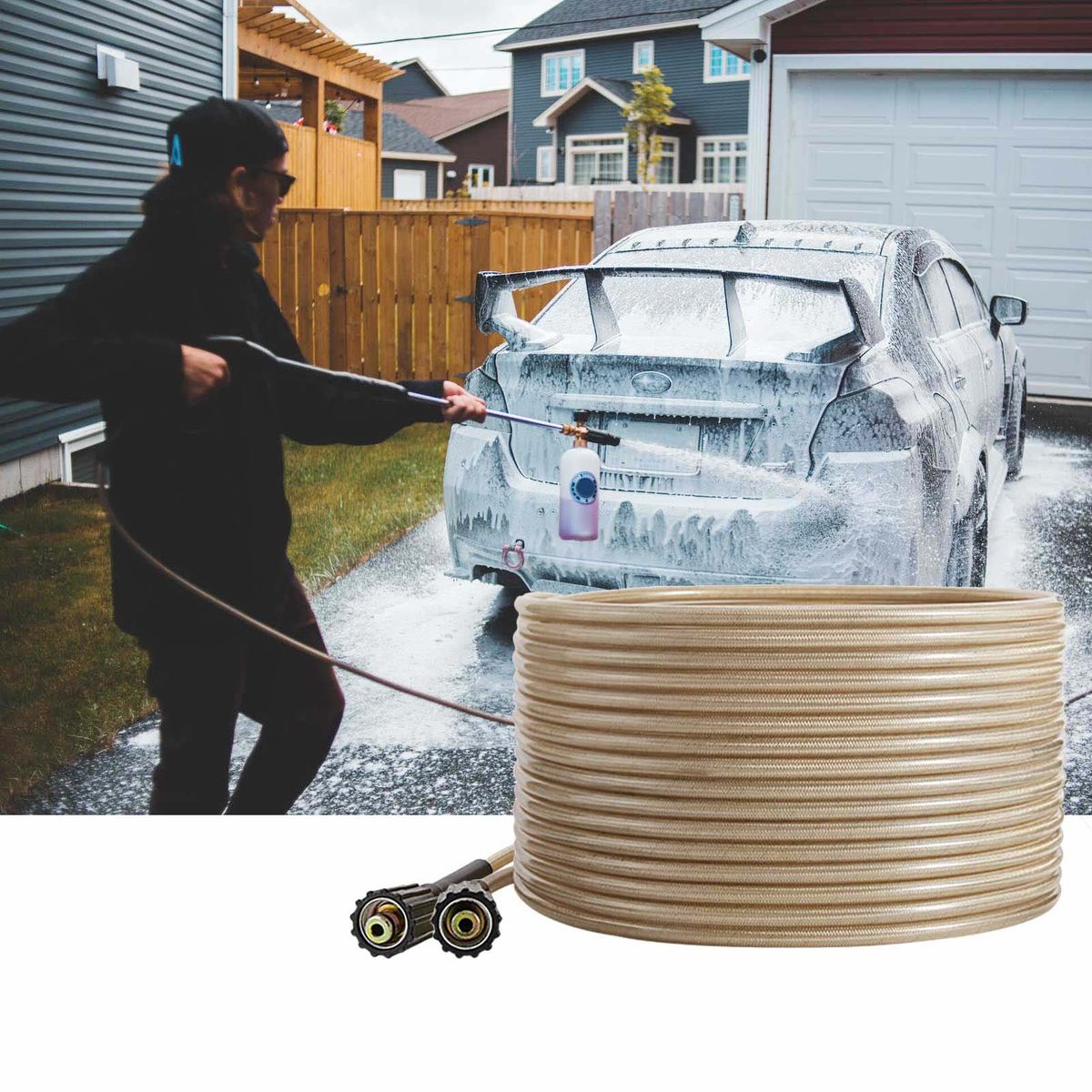 50ft 5000PSI High Pressure Washer Hose M22 Connector