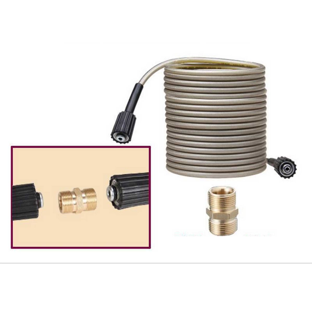 50ft 5000PSI High Pressure Washer Hose M22 Connector
