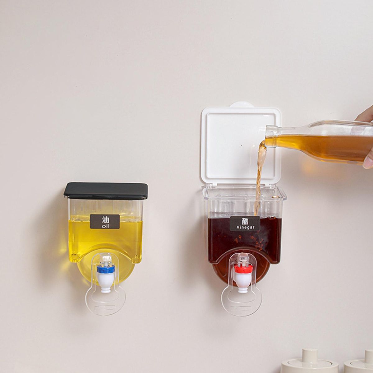 Wall Mounted Oil Dispenser Sauce Press Box Kitchen Tool For White