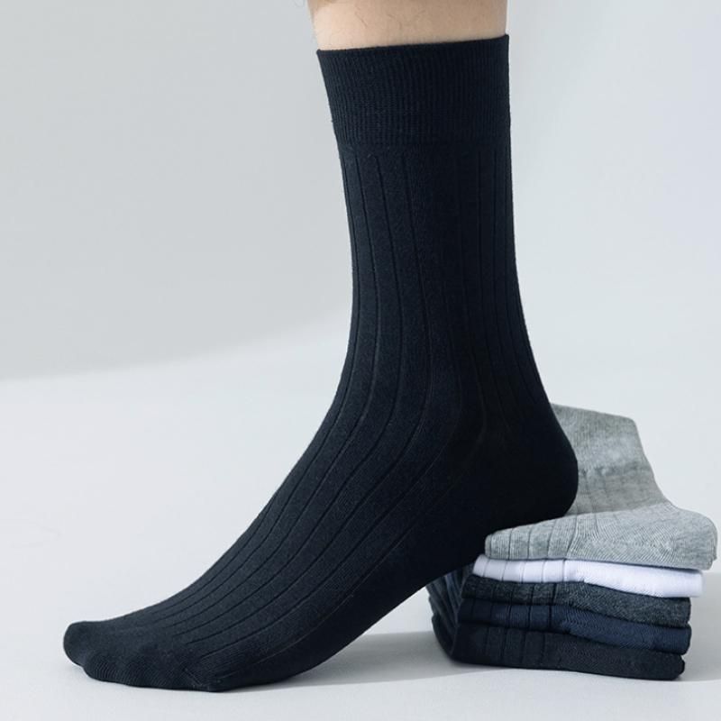 Men Cotton Socks 95% Pure Summer Business Dress Anti-bacterial Anti-odour Long Tube Socks Soft Breathable Spring Casual Sock