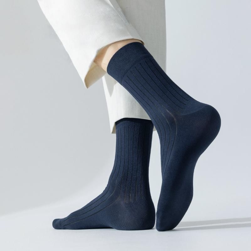 Men Cotton Socks 95% Pure Summer Business Dress Anti-bacterial Anti-odour Long Tube Socks Soft Breathable Spring Casual Sock
