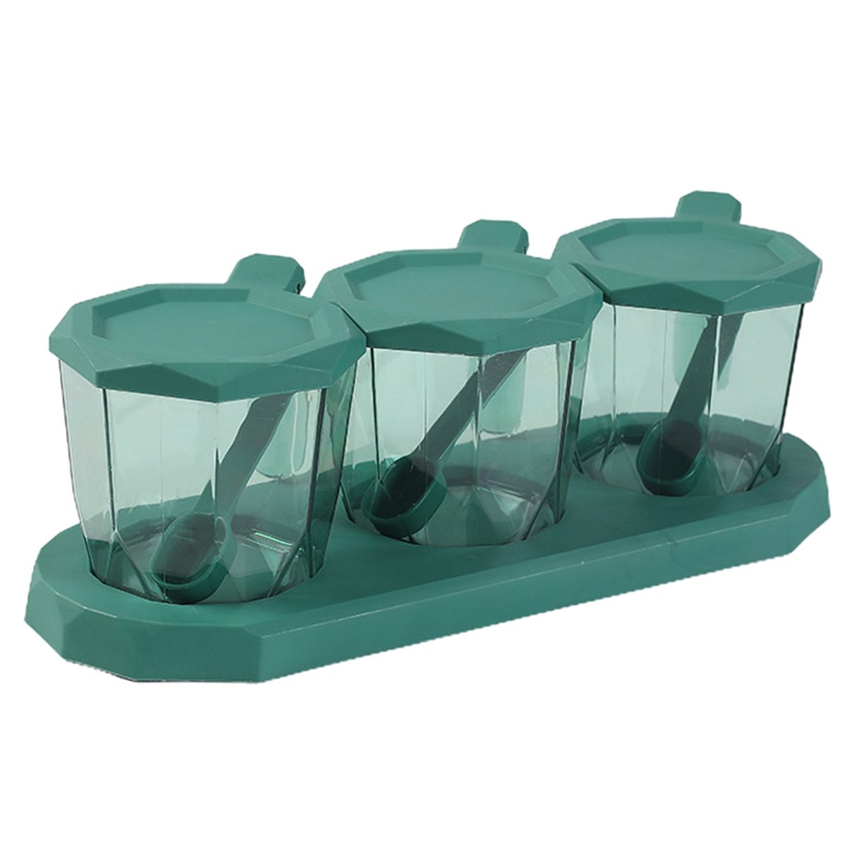 Salt Storage Box Space Saving Transparent Spice Storage Box Green