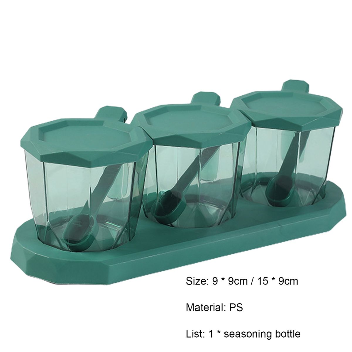 Salt Storage Box Space Saving Transparent Spice Storage Box Green