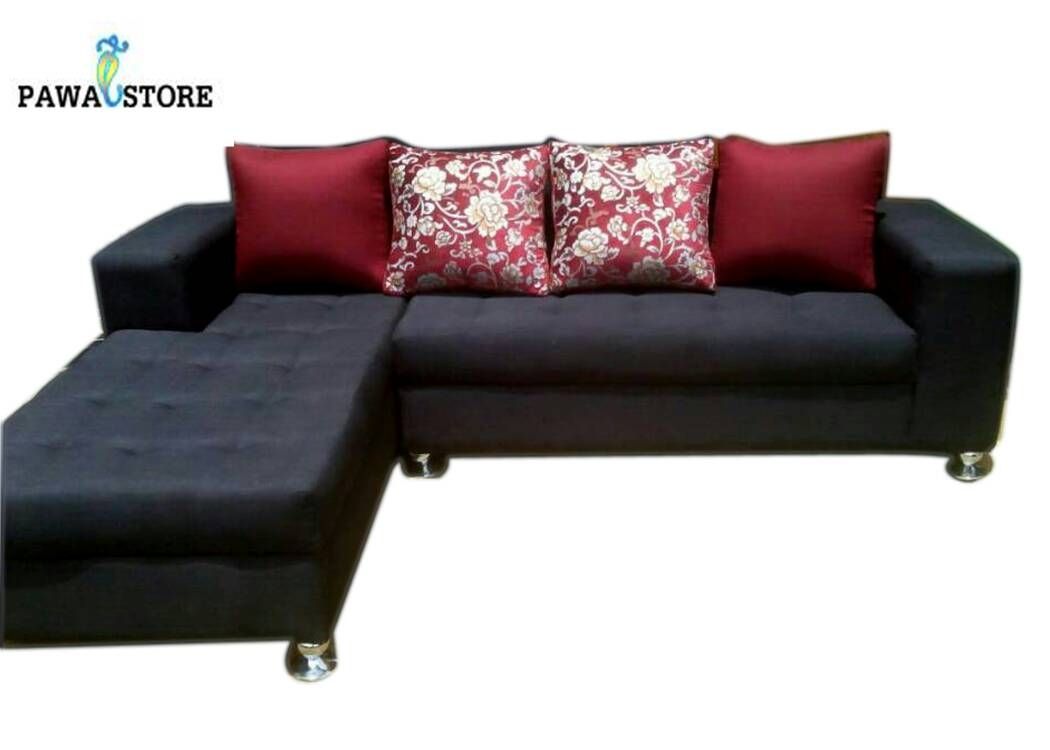 Adorable Black 5 Seater L-Shaped Fabric Sofa - Black.(Delivery To Lagos Only)