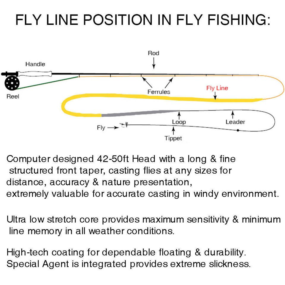 Fly Fishing Line Windcutter 100FT 4wt-8wt Weight Forward Floating Fly Line With 2 Welded Loops