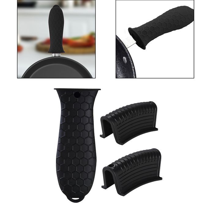Silicone Pot Holder Sleeve Pot Frying Pan Handle Cover Grip Black