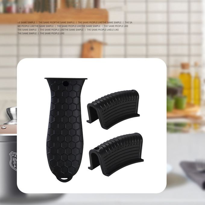 Silicone Pot Holder Sleeve Pot Frying Pan Handle Cover Grip Black